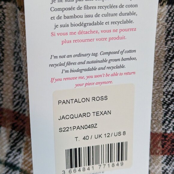 Sezane - NWT - Ross Trousers Texan Jacquard - Picture 7 of 7